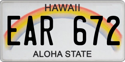 HI license plate EAR672