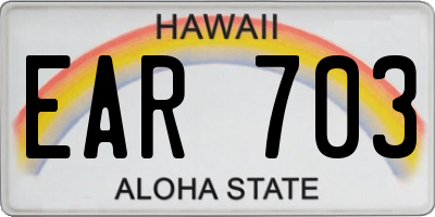HI license plate EAR703
