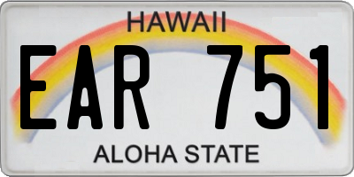 HI license plate EAR751