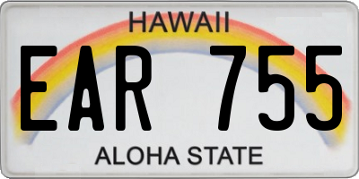HI license plate EAR755