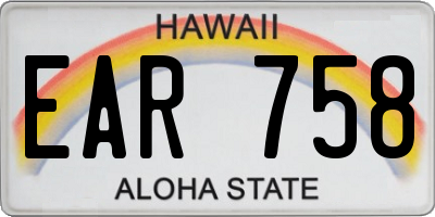 HI license plate EAR758