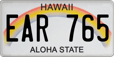 HI license plate EAR765