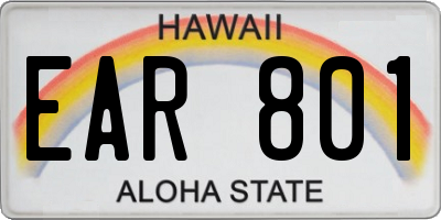 HI license plate EAR801