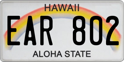 HI license plate EAR802