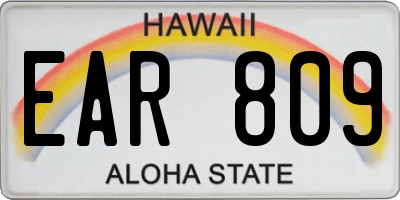 HI license plate EAR809