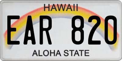 HI license plate EAR820