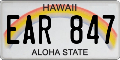 HI license plate EAR847