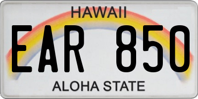 HI license plate EAR850
