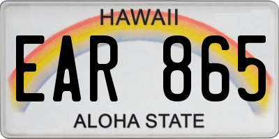 HI license plate EAR865