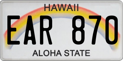HI license plate EAR870