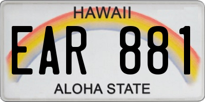 HI license plate EAR881