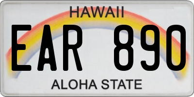 HI license plate EAR890