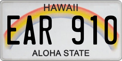 HI license plate EAR910