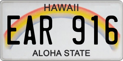 HI license plate EAR916