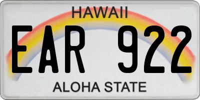 HI license plate EAR922