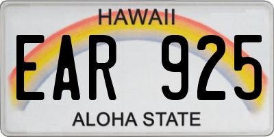 HI license plate EAR925