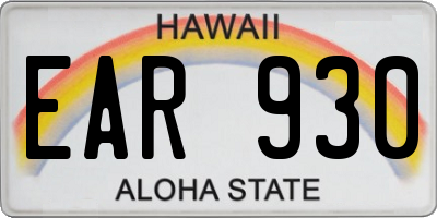 HI license plate EAR930