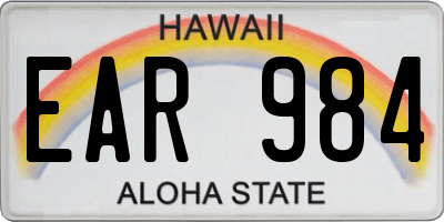 HI license plate EAR984