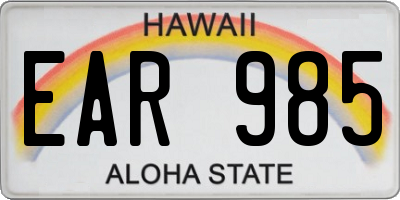 HI license plate EAR985