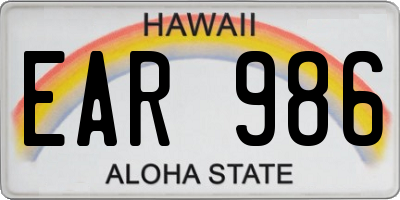HI license plate EAR986