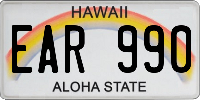 HI license plate EAR990