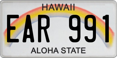 HI license plate EAR991