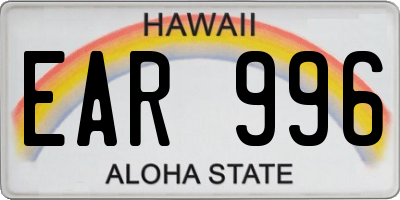 HI license plate EAR996