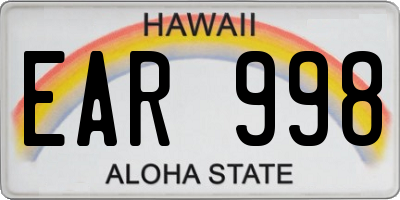 HI license plate EAR998