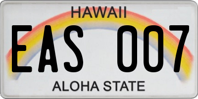 HI license plate EAS007