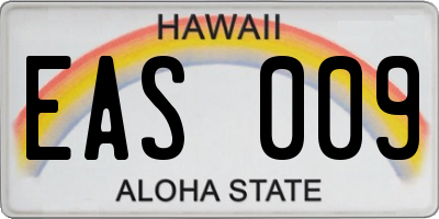 HI license plate EAS009