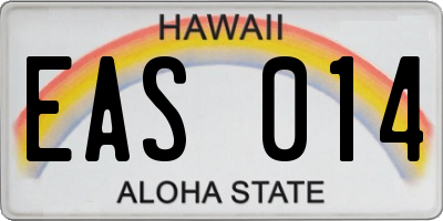HI license plate EAS014
