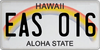HI license plate EAS016