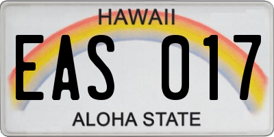 HI license plate EAS017