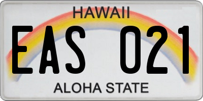 HI license plate EAS021