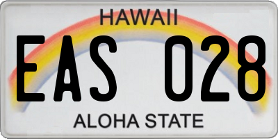 HI license plate EAS028
