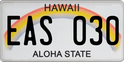 HI license plate EAS030