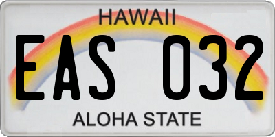 HI license plate EAS032