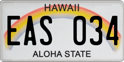 HI license plate EAS034
