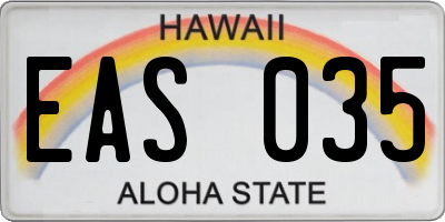 HI license plate EAS035