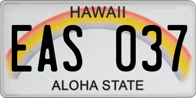 HI license plate EAS037