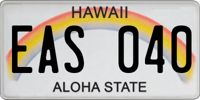 HI license plate EAS040