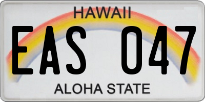 HI license plate EAS047