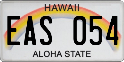 HI license plate EAS054