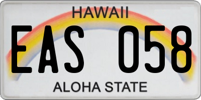 HI license plate EAS058