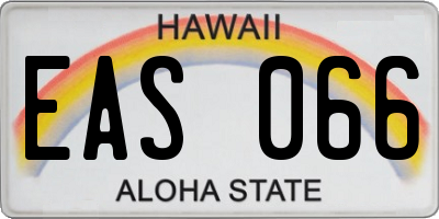HI license plate EAS066