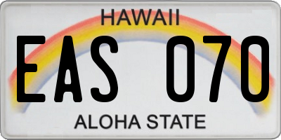 HI license plate EAS070