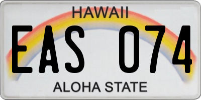HI license plate EAS074