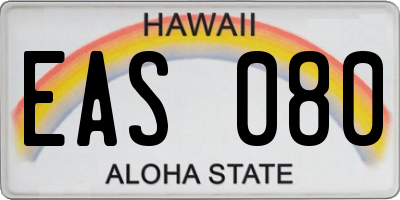 HI license plate EAS080