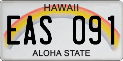 HI license plate EAS091