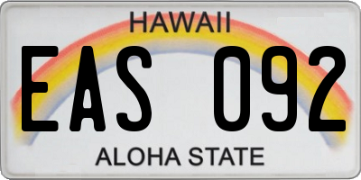 HI license plate EAS092